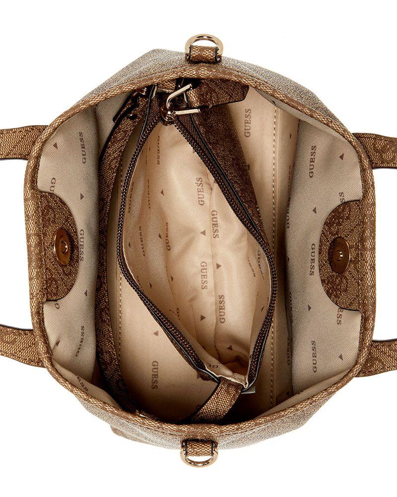 Mini Cartera Guess Mujer Latona Ii Mini Tote Café Claro-3