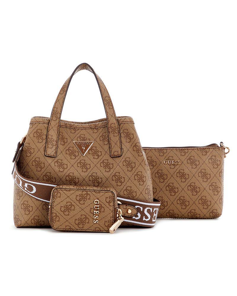 Mini Cartera Guess Mujer Latona Ii Mini Tote Café Claro-4