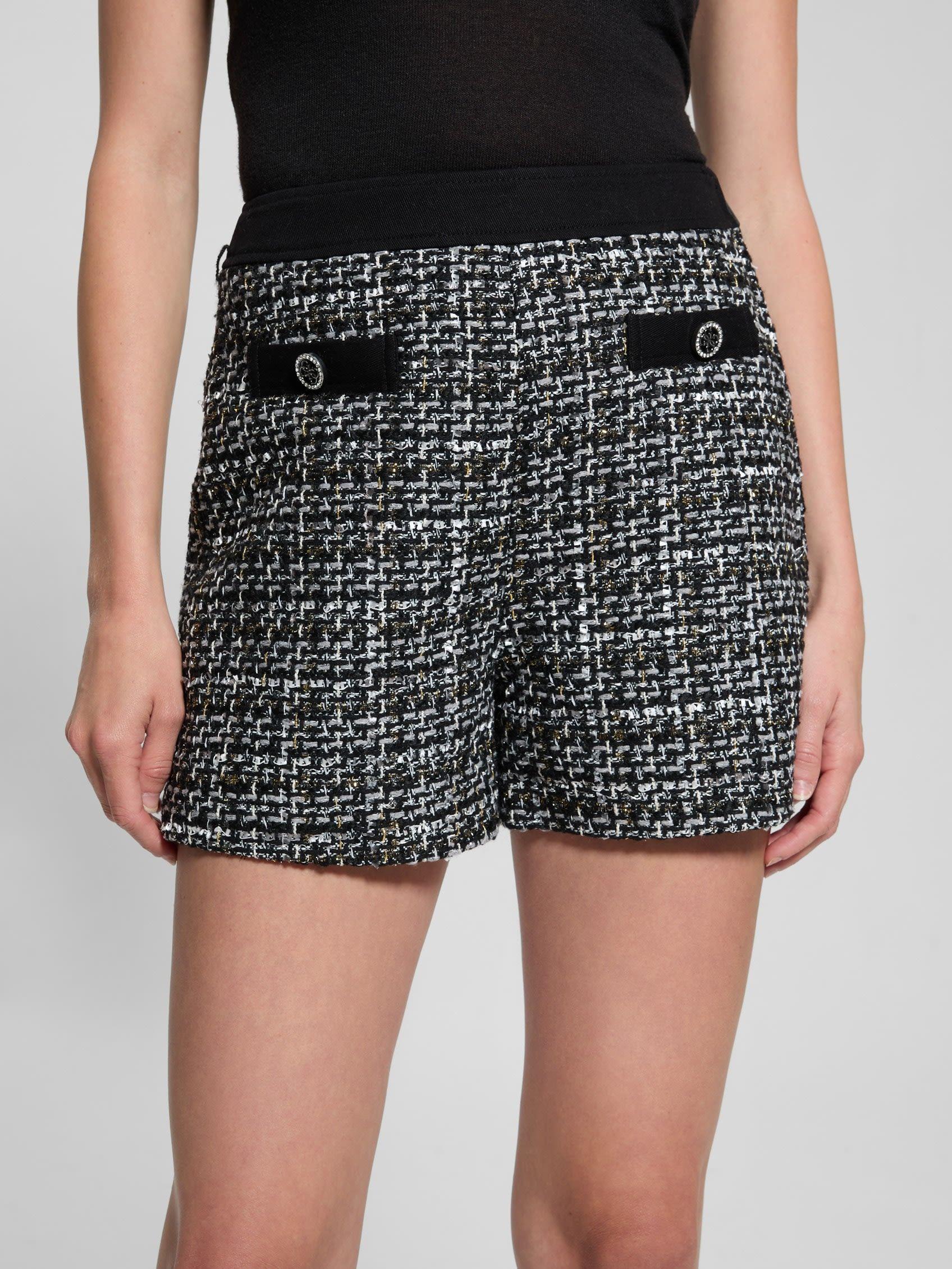 Short Guess Mujer Yvonne Mix Denim Tweed Short Negro-4