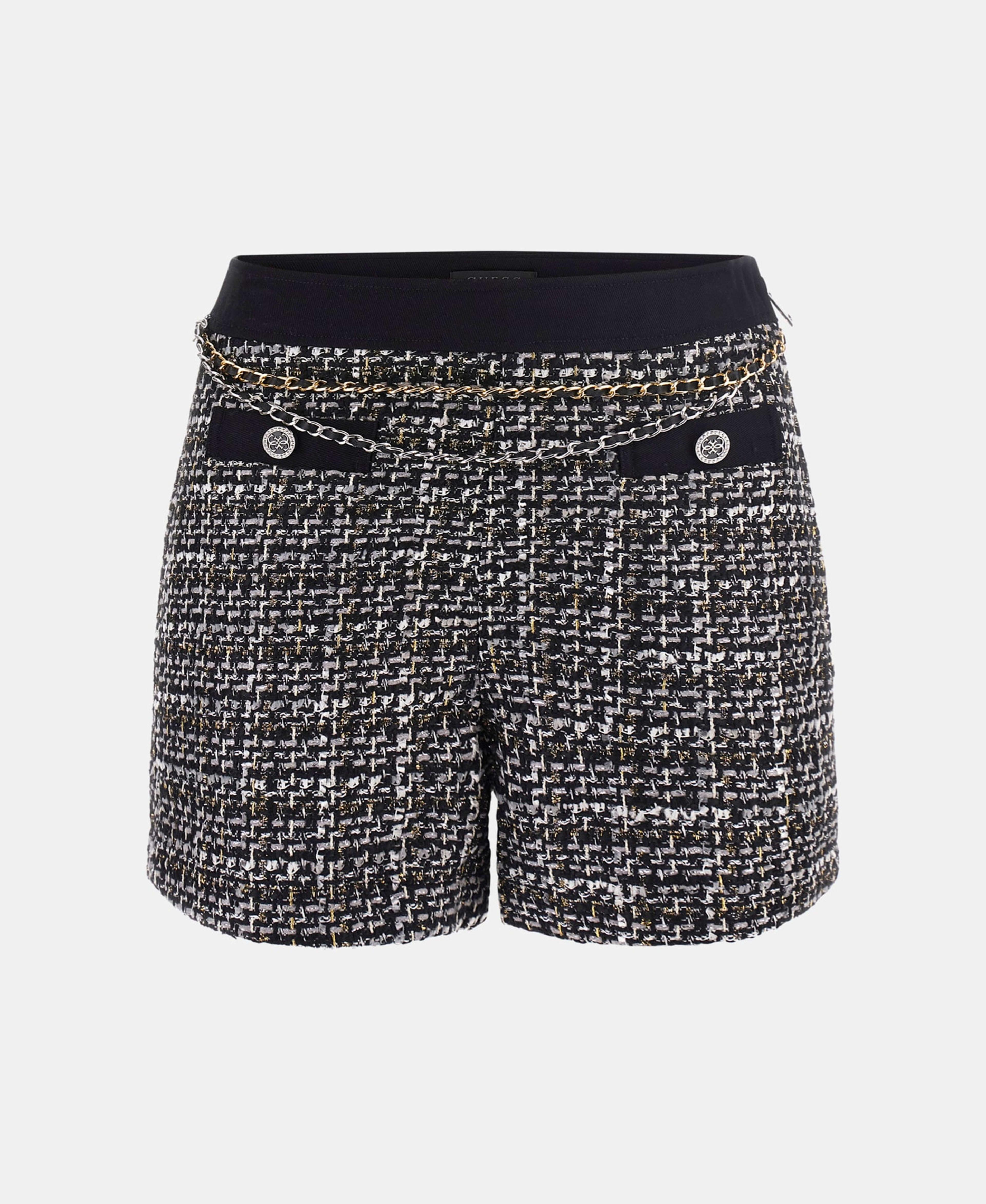Short Guess Mujer Yvonne Mix Denim Tweed Short Negro-6