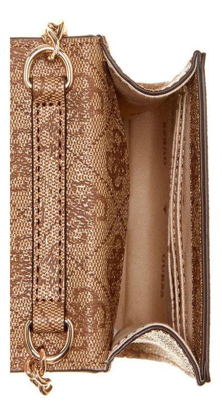 Mini Cartera Guess Mujer Noelle Flap Chit Chat Café.-3
