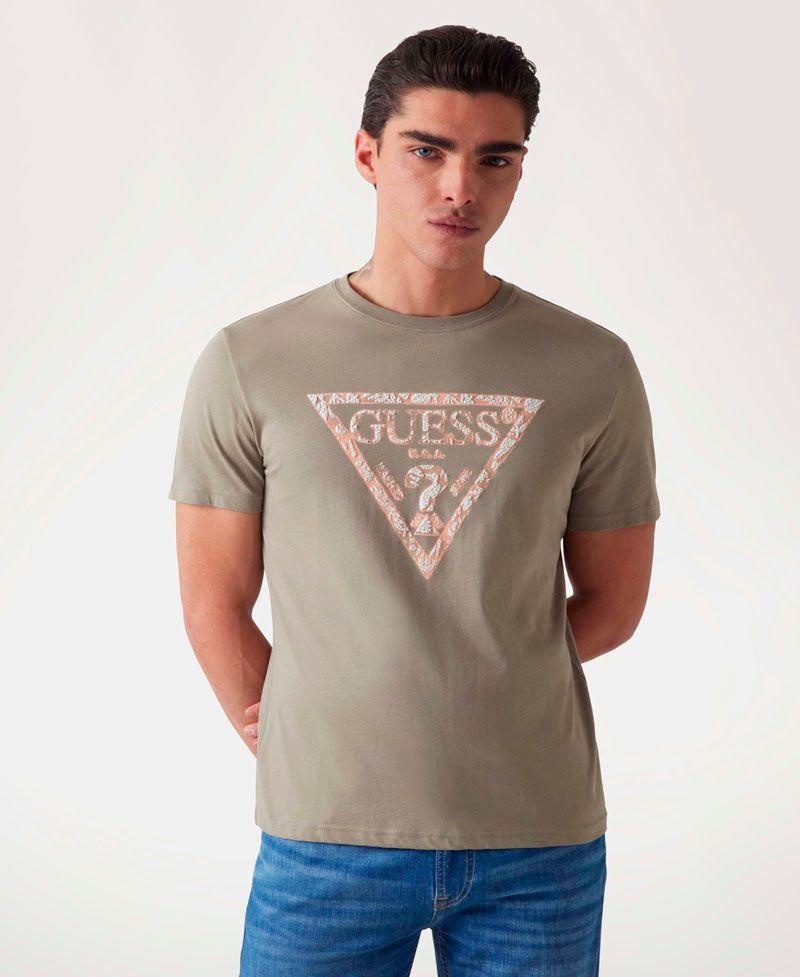 Polera Guess Hombre Ss Cn Triangle Tee Café-0