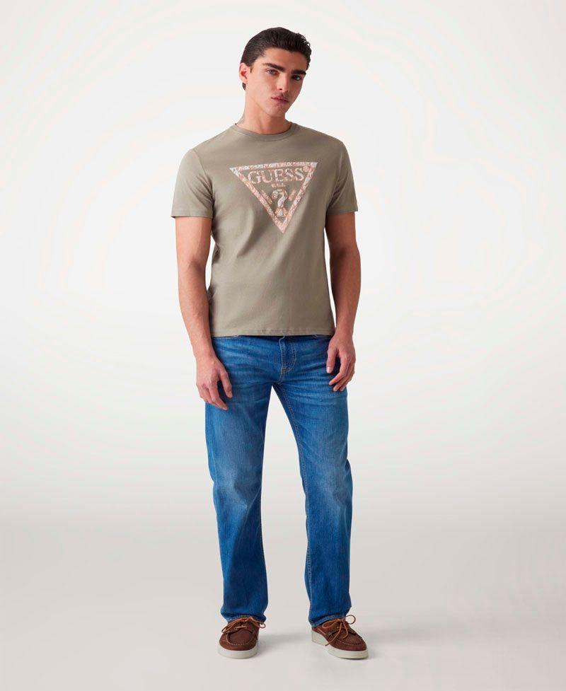 Polera Guess Hombre Ss Cn Triangle Tee Café-1