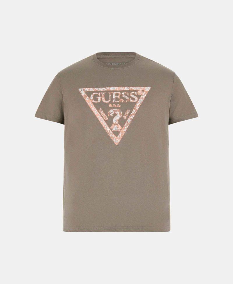 Polera Guess Hombre Ss Cn Triangle Tee Café-4