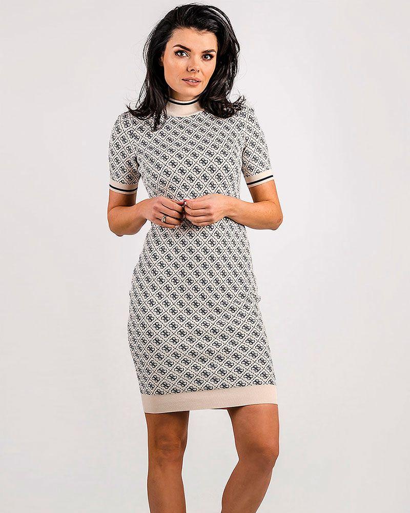Vestido Guess Mujer Navy Logo Lise Knit Dress Beige-0