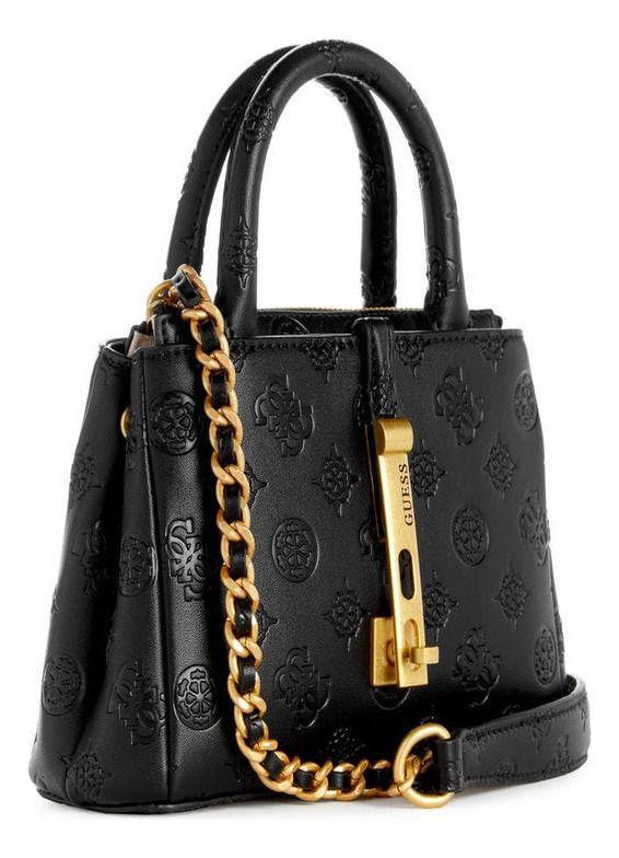 Mini Cartera Guess Mujer James Logo Mini Satchel Negro-1