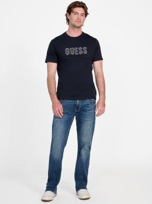 Polera Ss Bsc Guess Embossed Logo Tee Azul-1