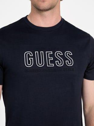 Polera Ss Bsc Guess Embossed Logo Tee Azul-2