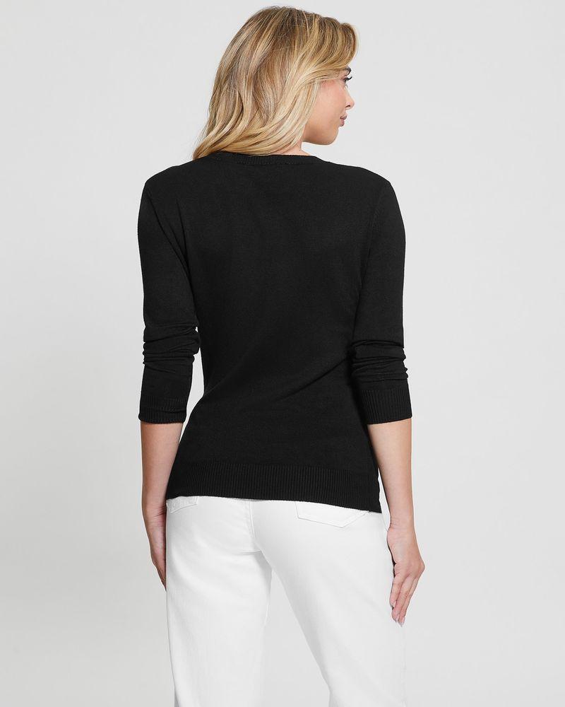 Tejido Guess Mujer Olive Logo Rn Ls Swtr Negro-3