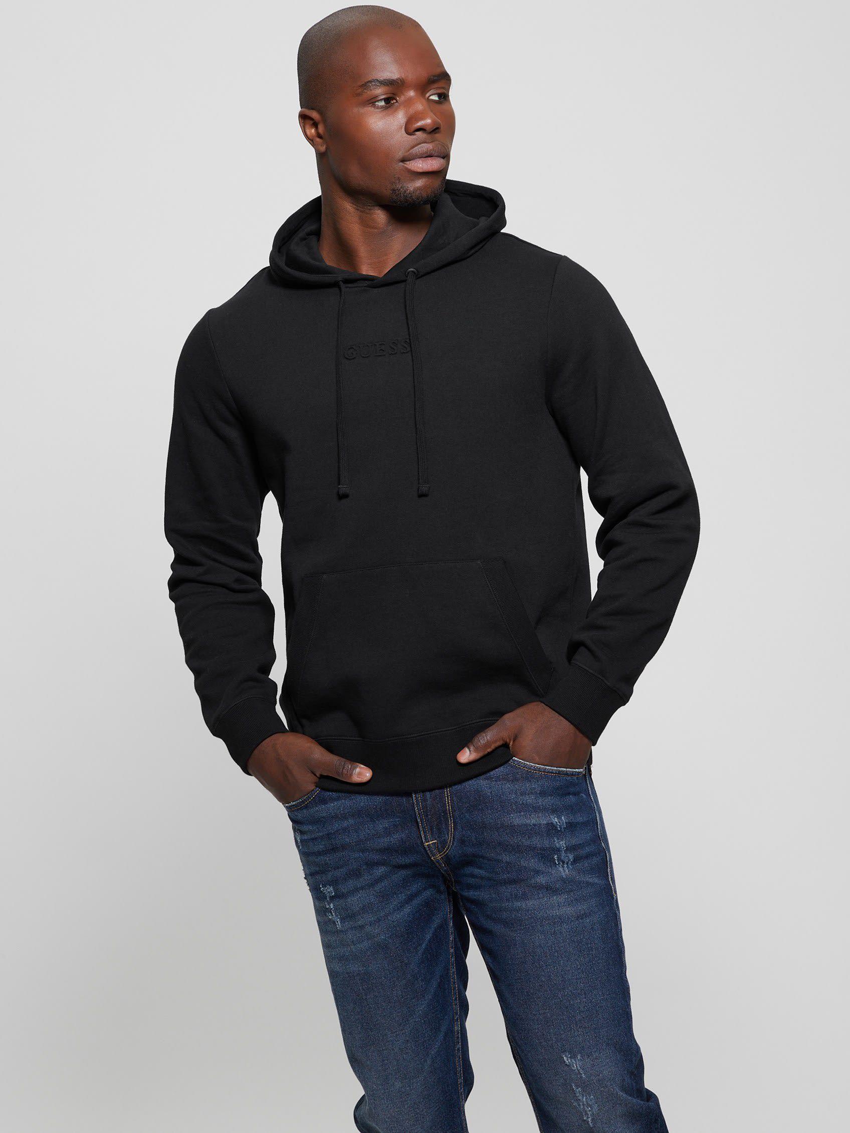 Poleron Guess Hombre Roy Embossed Hoodie Negro-0