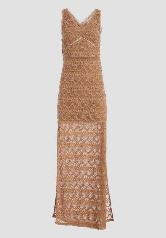 Vestido Guess Mujer Sl Liza Long Dress Cafe-1