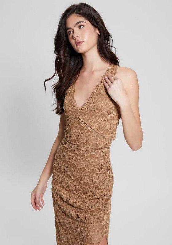 Vestido Guess Mujer Sl Liza Long Dress Cafe-2