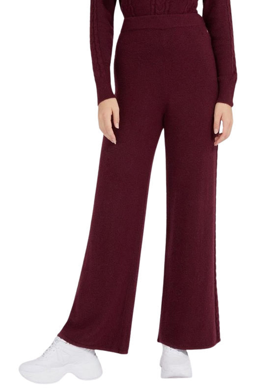 Pantalón Guess Mujer Es Teresa Cable Wide Leg Pant Burdeo-0