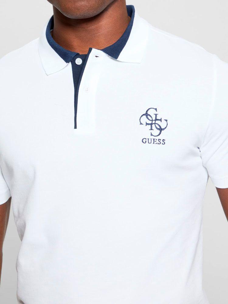 Polera Guess Hombre Lyle Ss Polo Blanco.-0