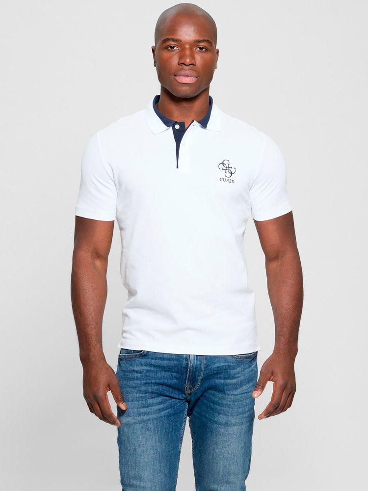 Polera Guess Hombre Lyle Ss Polo Blanco.-1