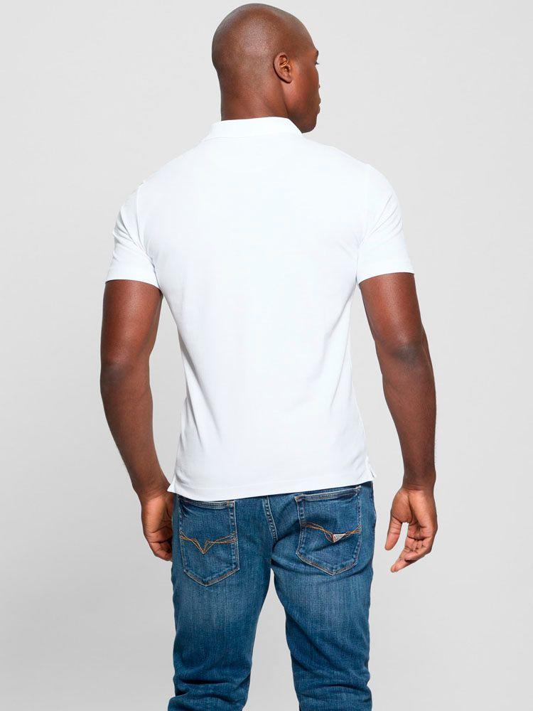 Polera Guess Hombre Lyle Ss Polo Blanco.-3