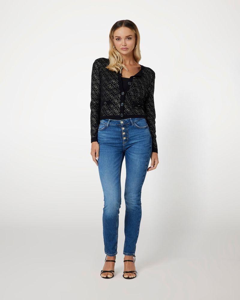 Tejido Guess Mujer Paige 4G Stones Ls Cardi Swtr Negro-1
