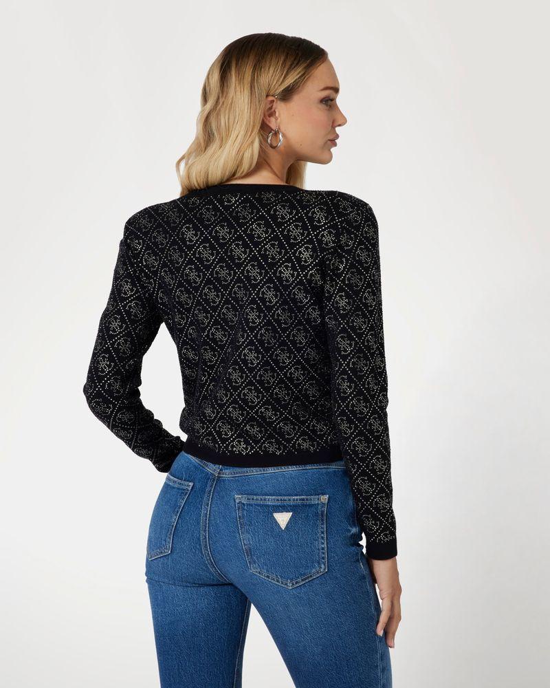Tejido Guess Mujer Paige 4G Stones Ls Cardi Swtr Negro-2