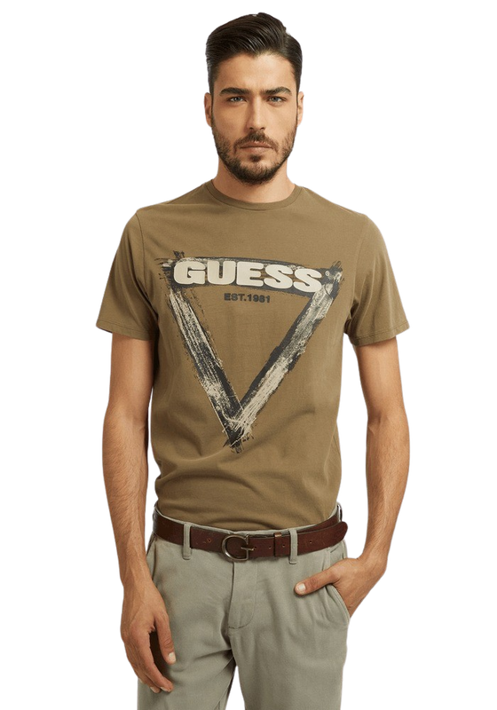 Polera Guess Hombre Ss Bsc Brushed Triangle Tee Cafe-0