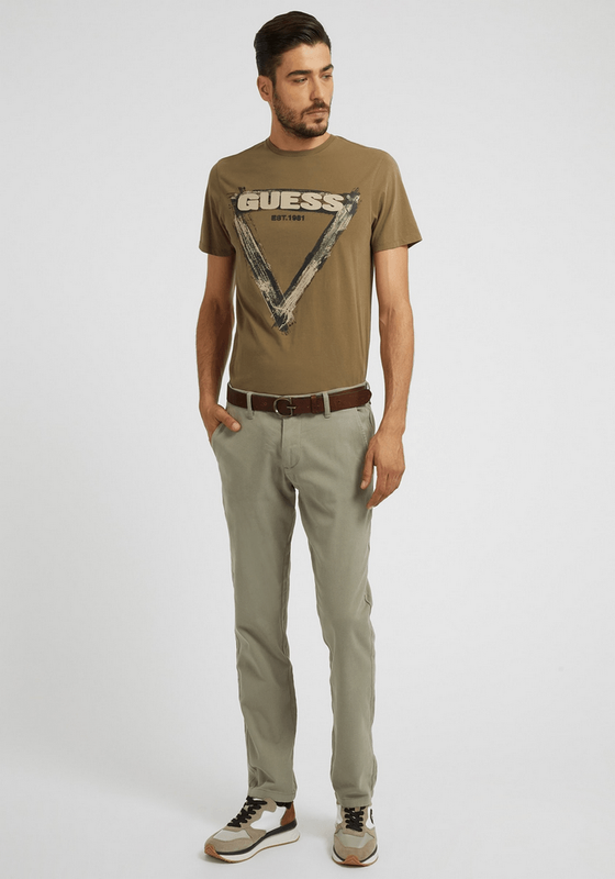 Polera Guess Hombre Ss Bsc Brushed Triangle Tee Cafe-3