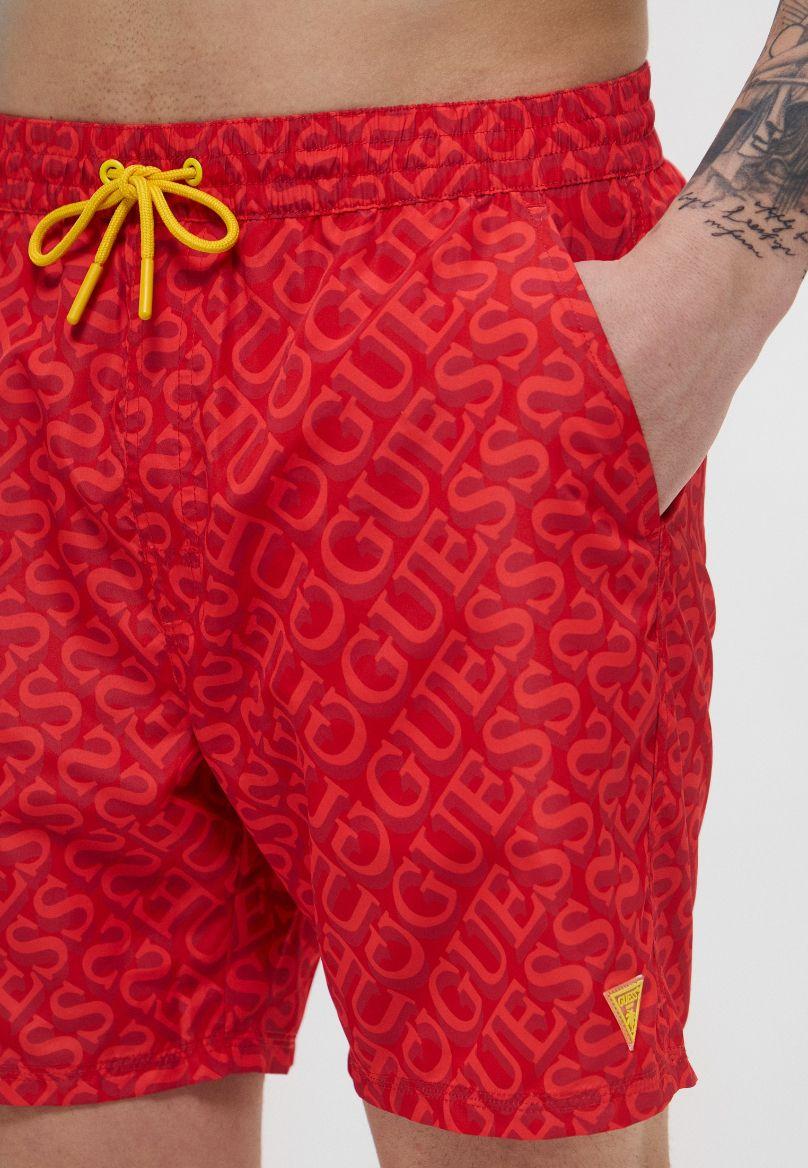 Traje De Baño Swimtrunk Medium Guess Aop Rojo-2