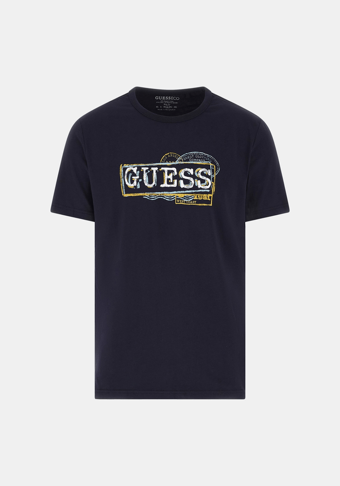 Polera Guess Hombre Ss Cn Guess Box Logo Tee Azul-4