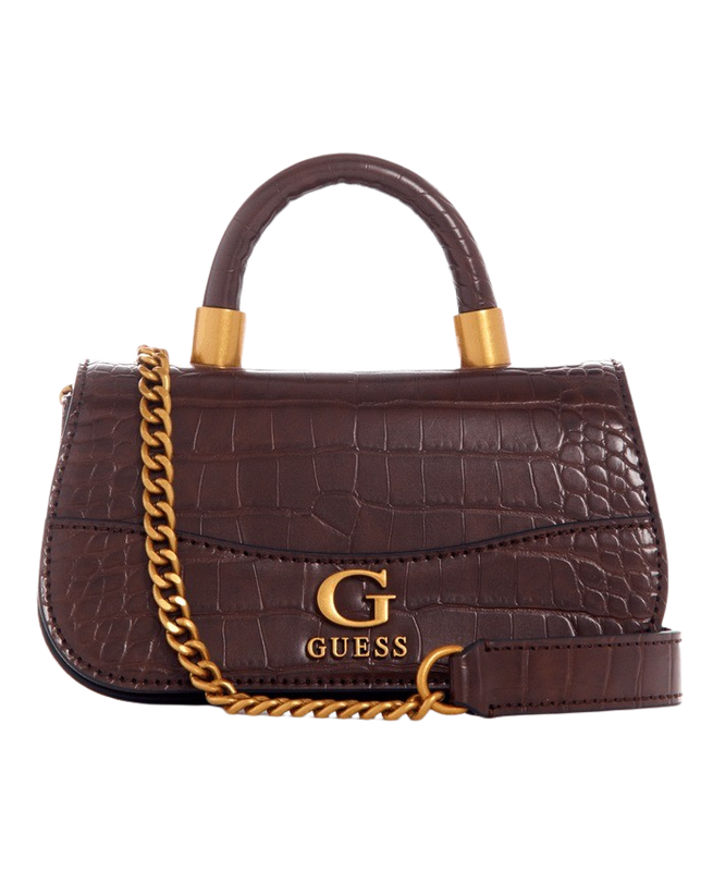 Mini Cartera Guess Mujer Nell Croc Micro Mini Flap Cafe-0