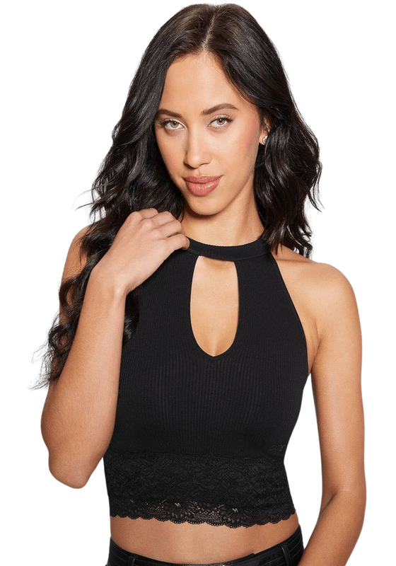 Top Guess Mujer Lila Lace Seamless Top Swtr Negro-0