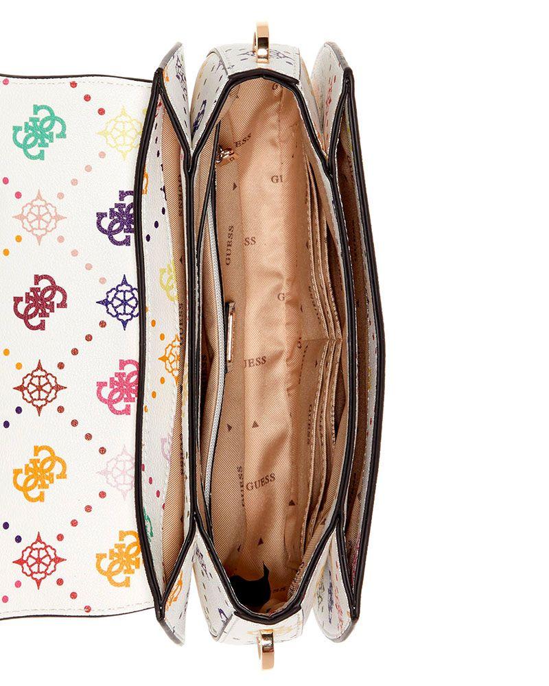 Cartera Emelie Logo Flap Shoulder Bag Blanco-4