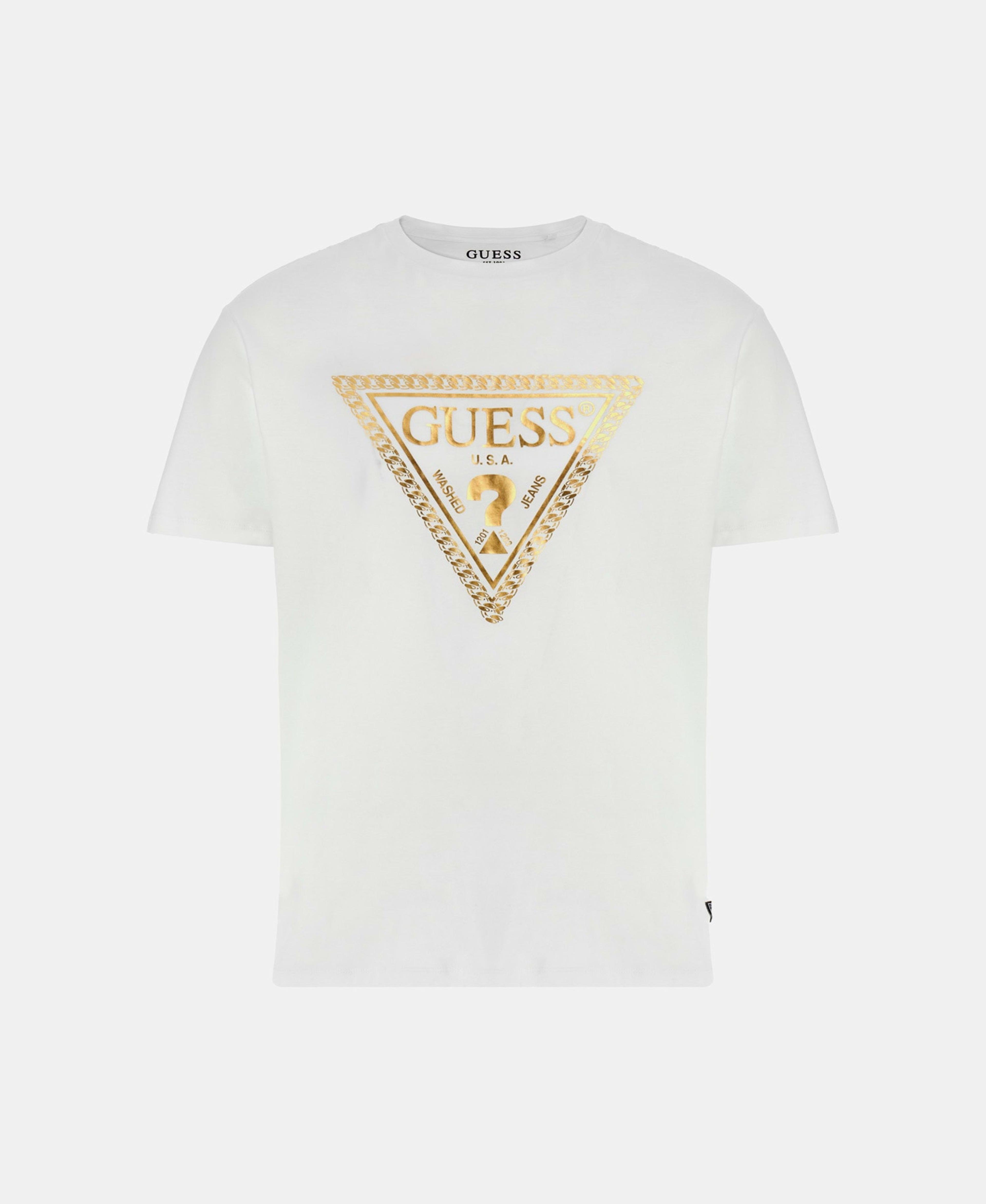 Polera Guess Hombre Ss Bsc Chain Tri Logo Tee Blanco-5