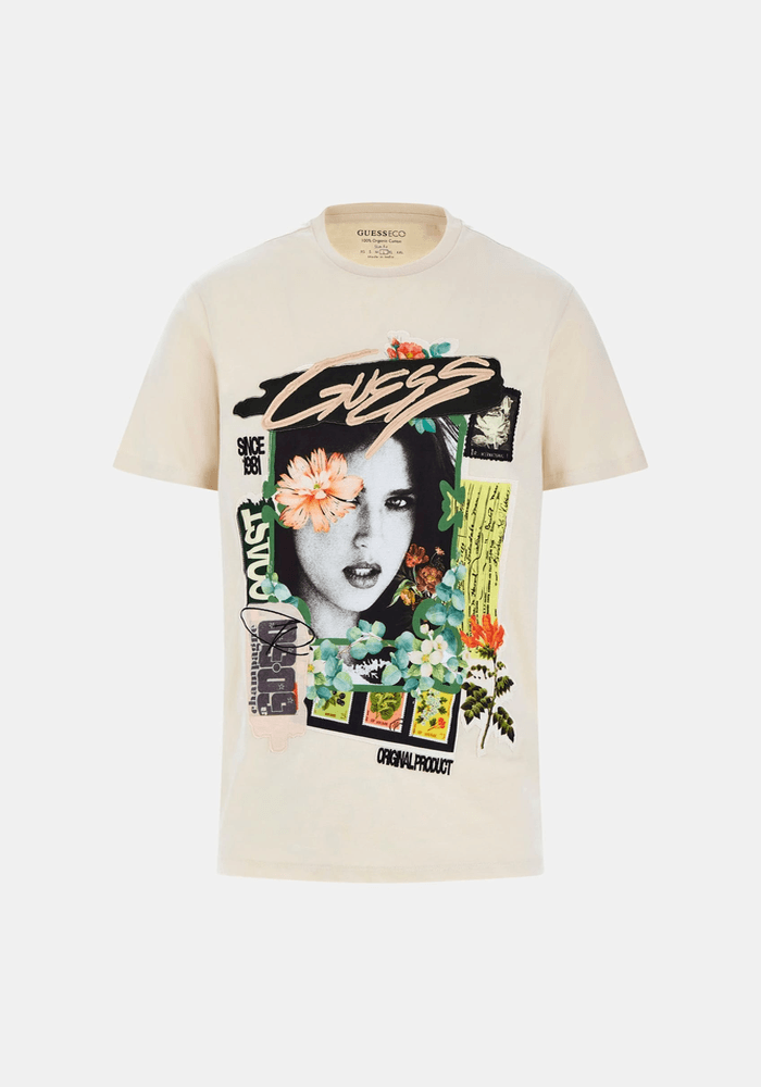 Polera Guess Hombre Ss Bsc Botanical Collage Tee Beige-4