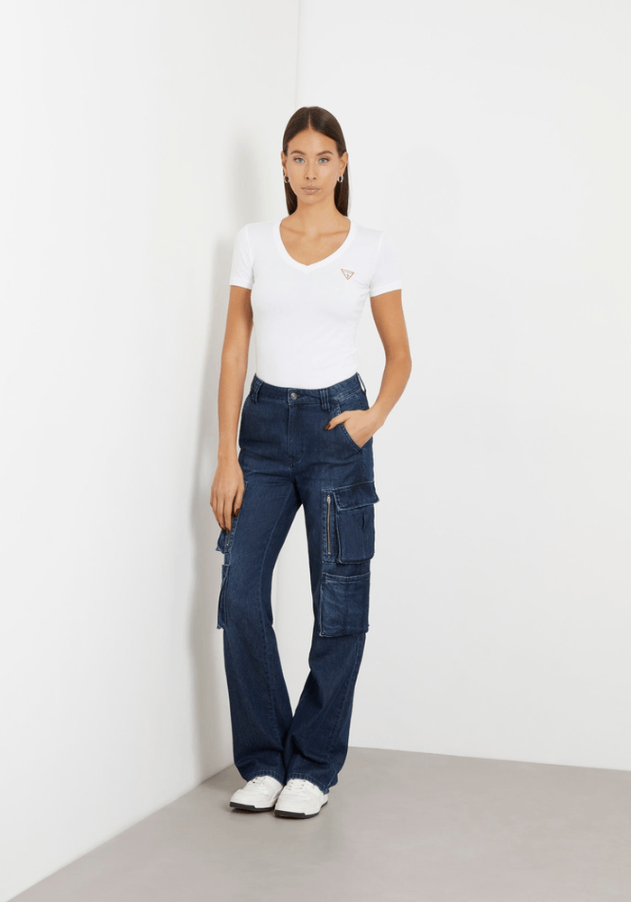 Polera Guess Mujer Ss Vn Mini Triangle Tee Blanco-1