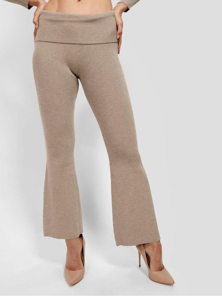 Pantalon Guess Mujer Foldover Rib Flare Nina Pant Café-0