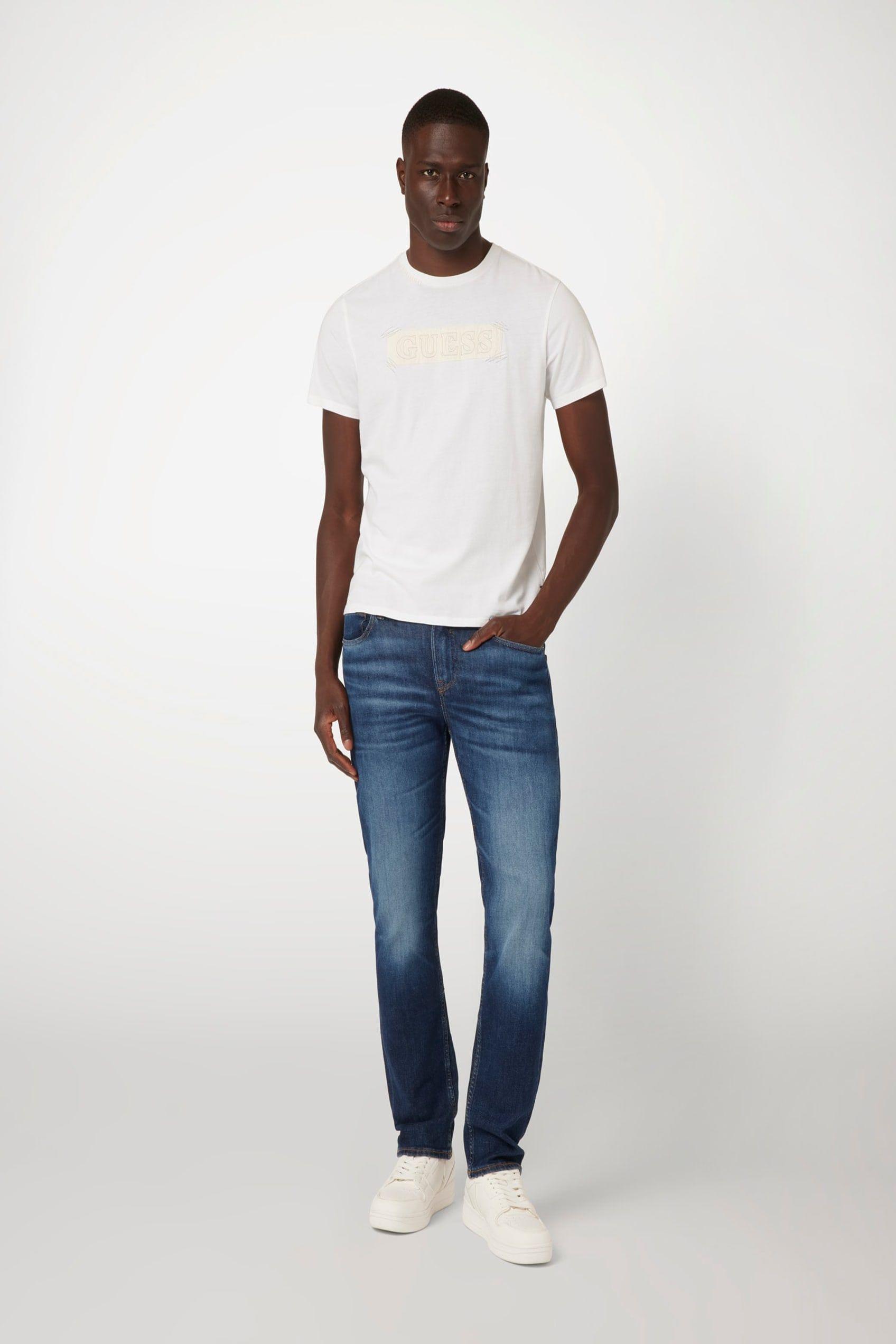 Polera Guess Hombre Ss Bsc Guess Applique Tee Blanco-1