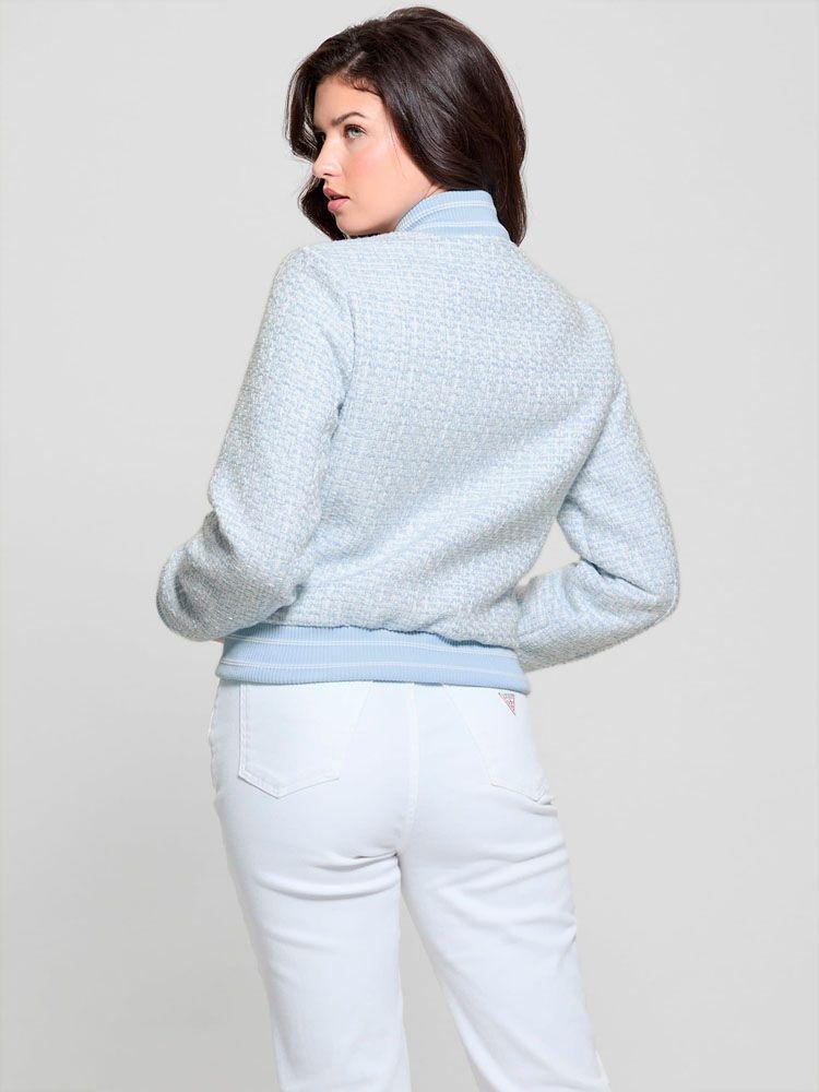 Chaqueta Guess Mujer New Gloria Tweed Bomber Azul-1