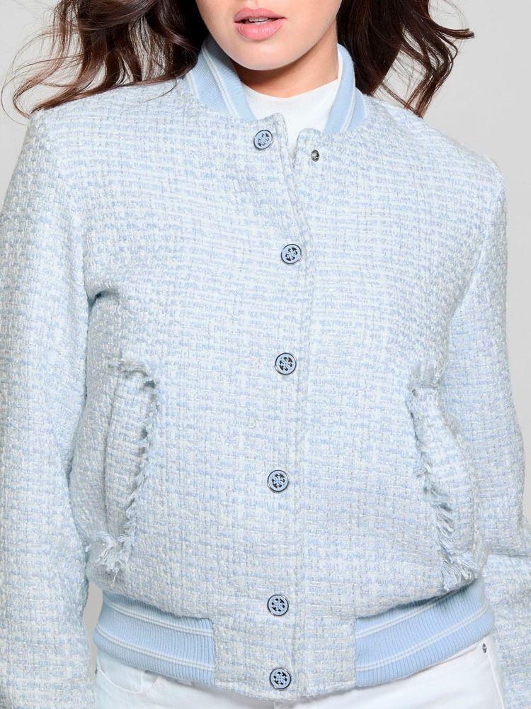 Chaqueta Guess Mujer New Gloria Tweed Bomber Azul-2