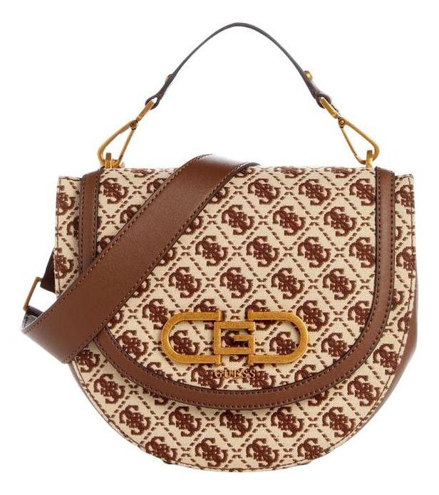 Cartera Guess Mujer Fleet Flap Saddle Bag Café-0