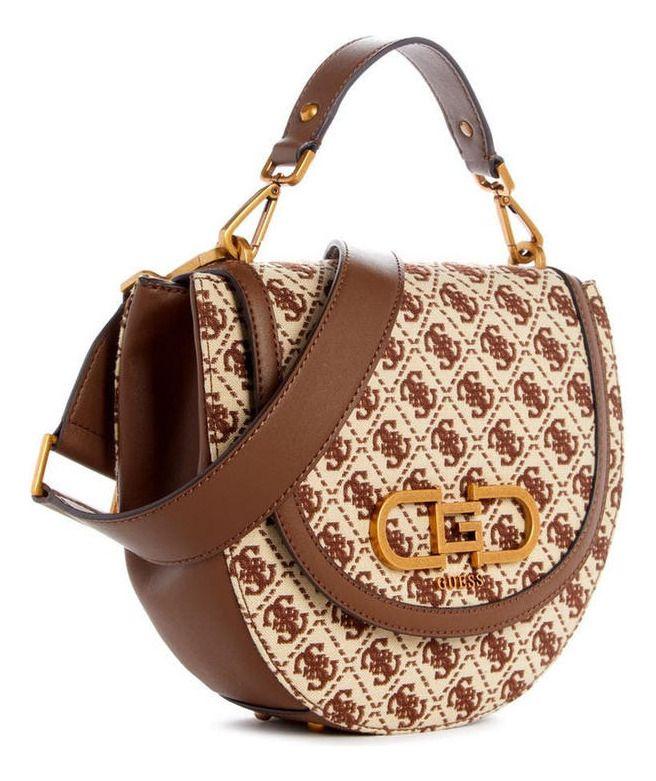 Cartera Guess Mujer Fleet Flap Saddle Bag Café-1
