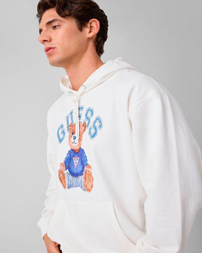 Poleron Eco Super Brushed Guess Bear Hoodie Blanco-0