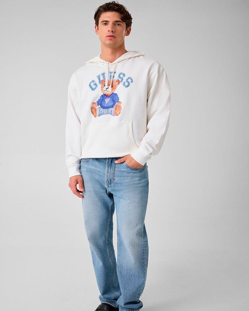Poleron Eco Super Brushed Guess Bear Hoodie Blanco-1