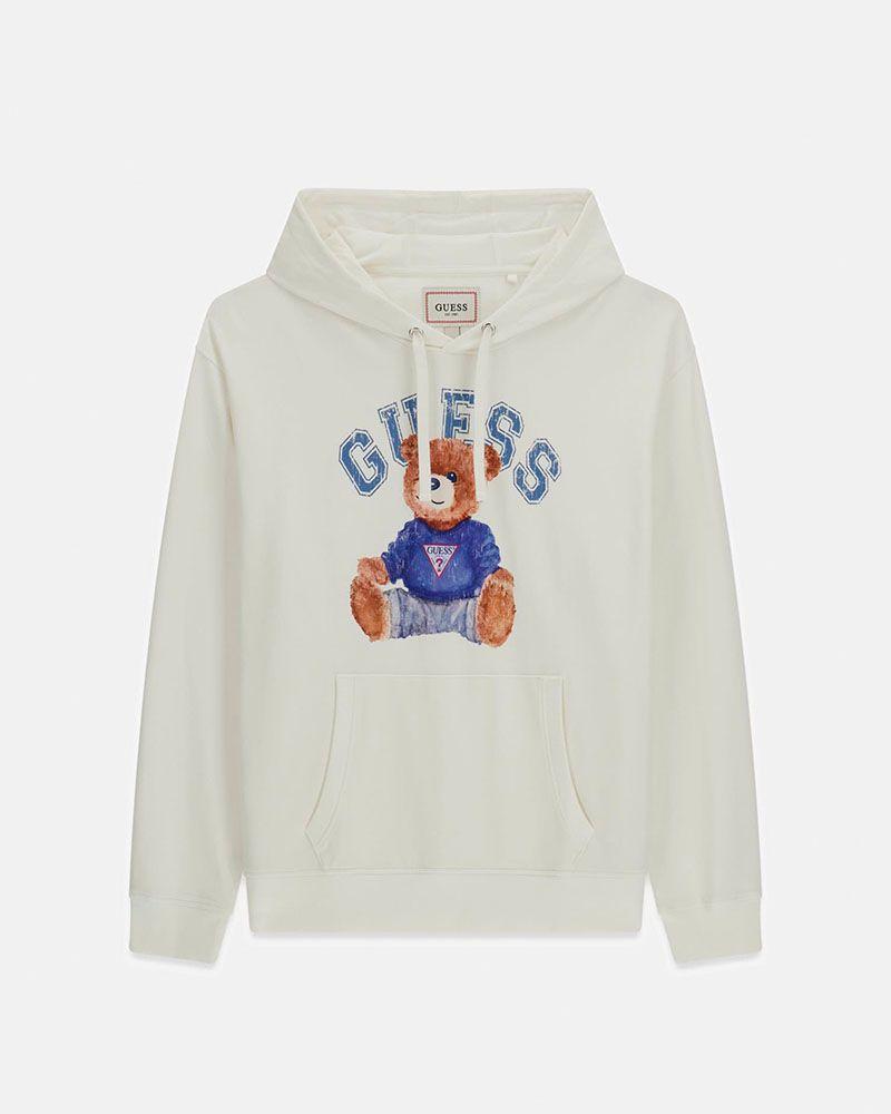 Poleron Eco Super Brushed Guess Bear Hoodie Blanco-4
