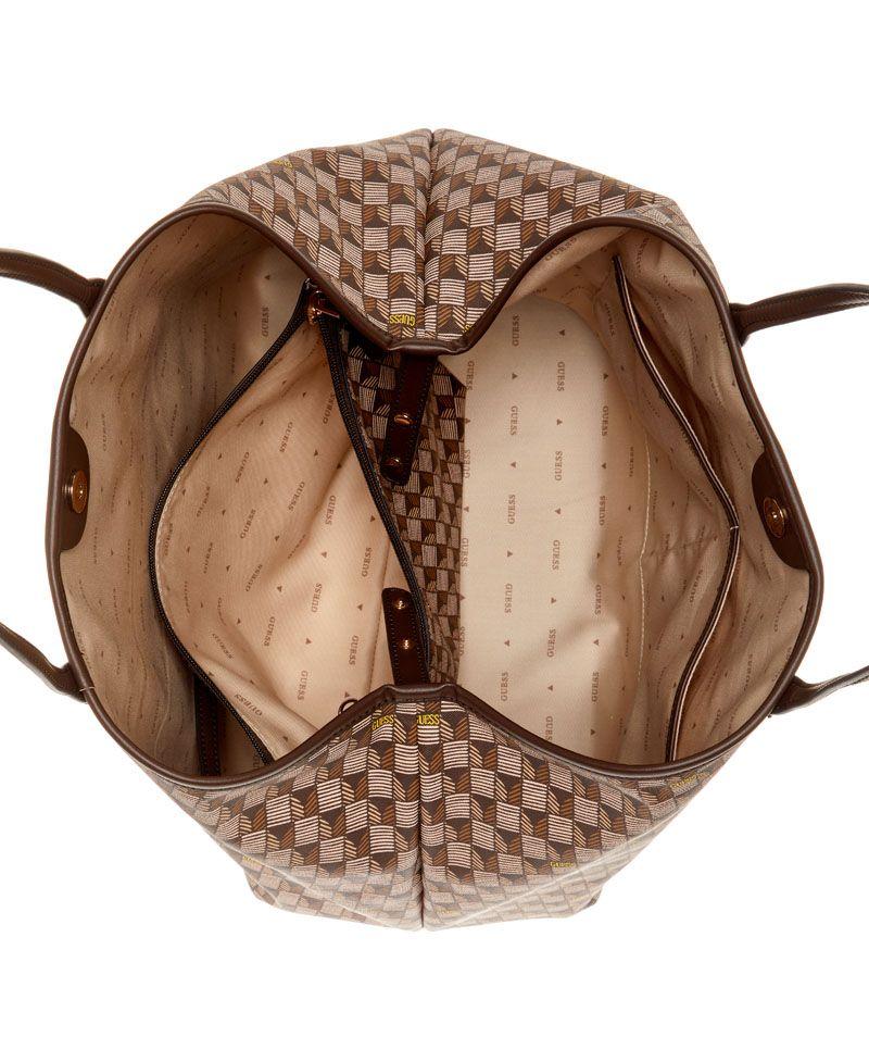 Cartera Guess Mujer G Wave Large 2 In 1 Tote Café-3