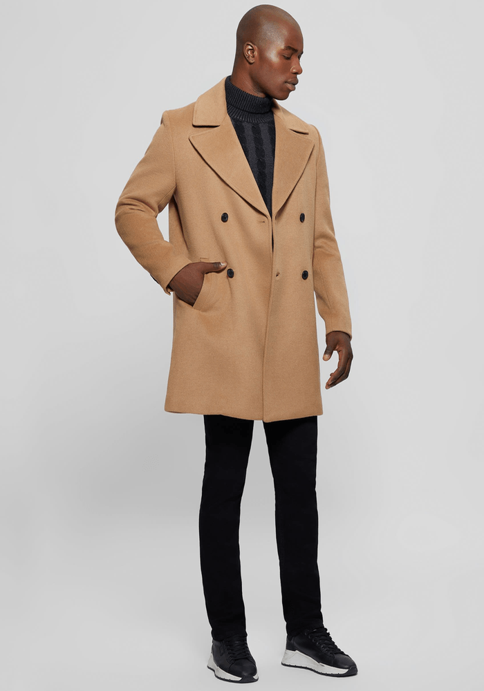 Abrigo Guess Hombre Bel Air Melton Wool Peacoat Café-1