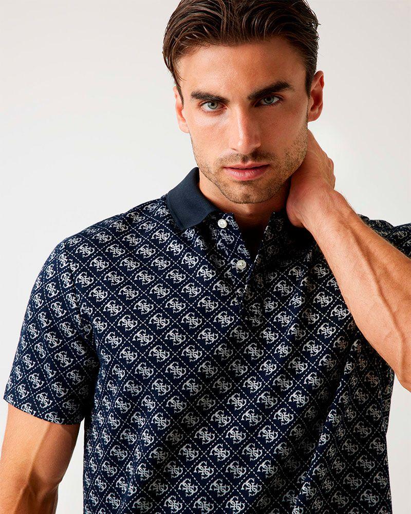 Polera Ss G Jacquard Polo Azul Hombre-2