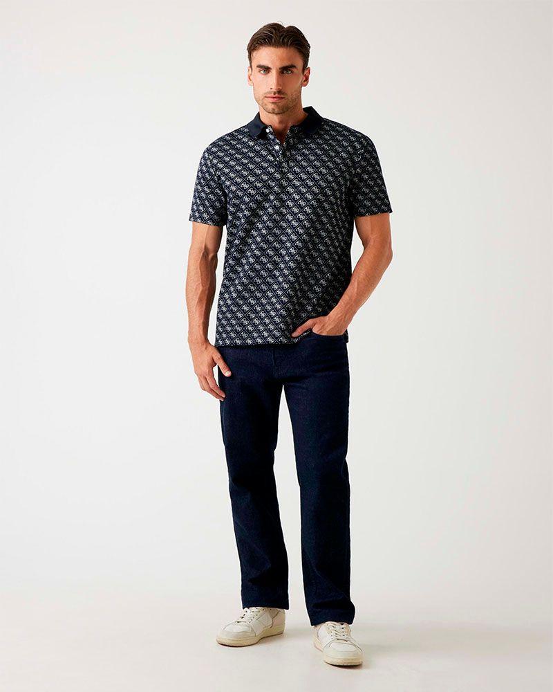 Polera Ss G Jacquard Polo Azul Hombre-3