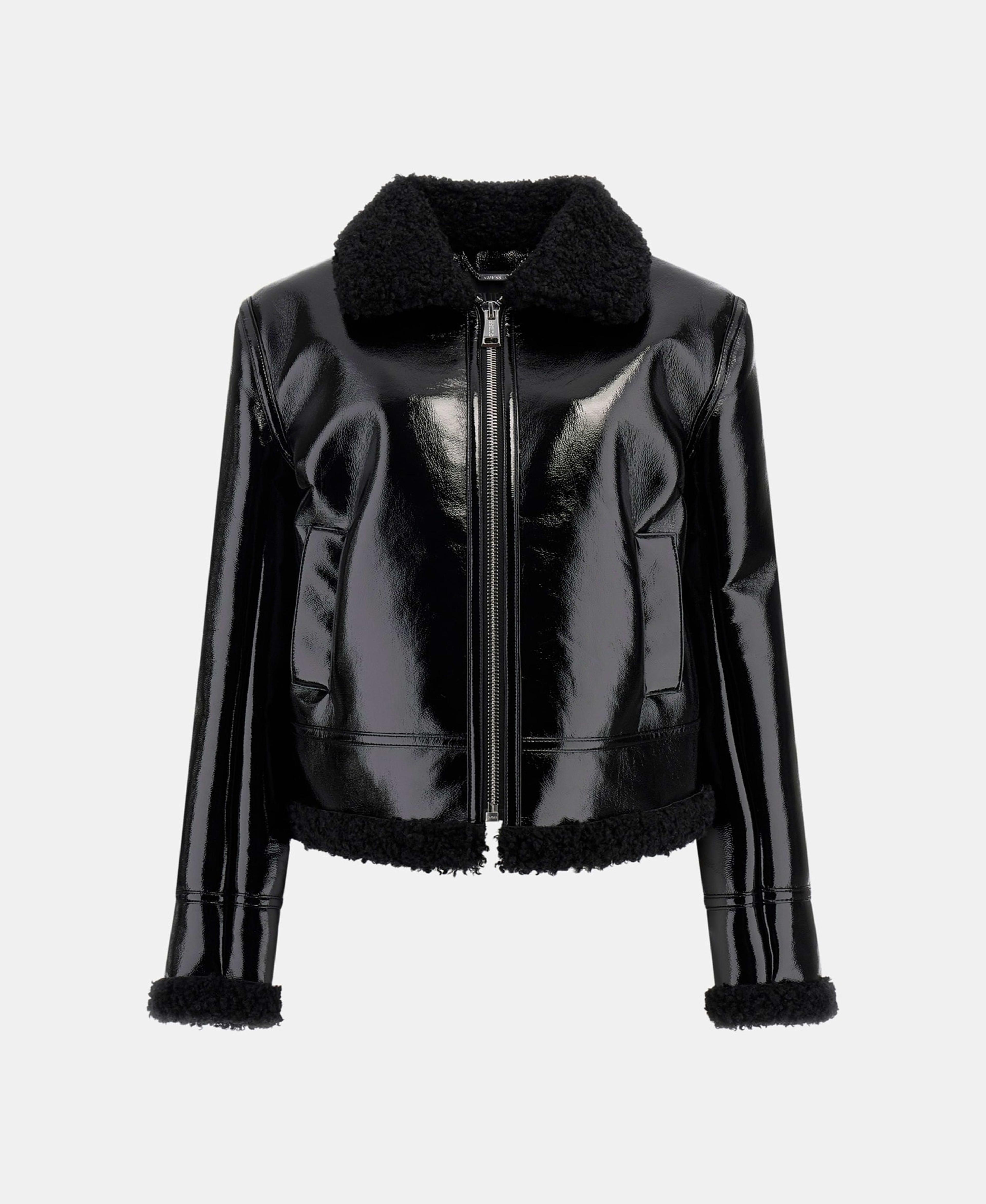 Chaqueta Guess Mujer Ls Andrea Faux Shearling Jkt Negro-4