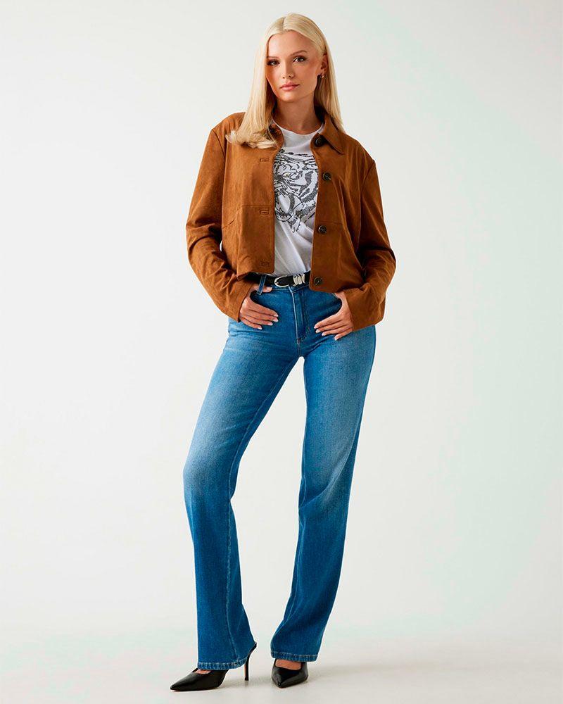 Chaqueta Ls Aria Cropped Faux Suede Café Mujer-4