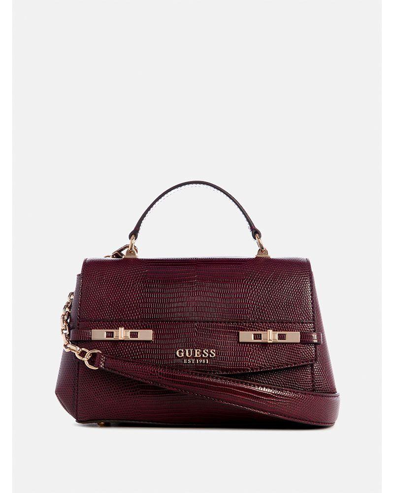 Cartera Guess Mujer Melinda Handle Flap Burdeo-0