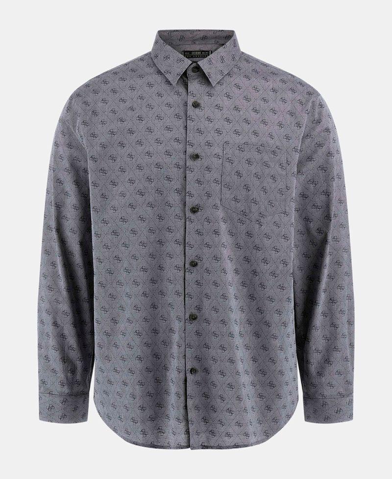 Camisa Guess Hombre Ls 4G Jacquard Shirt Azul-0