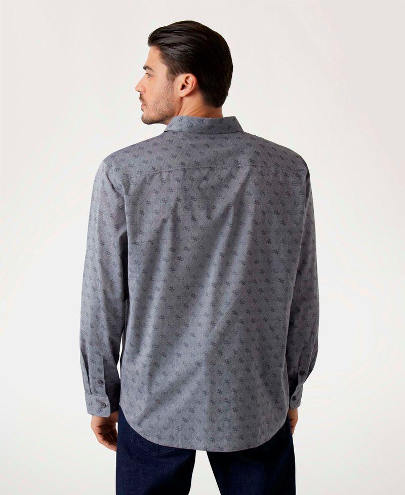 Camisa Guess Hombre Ls 4G Jacquard Shirt Azul-2